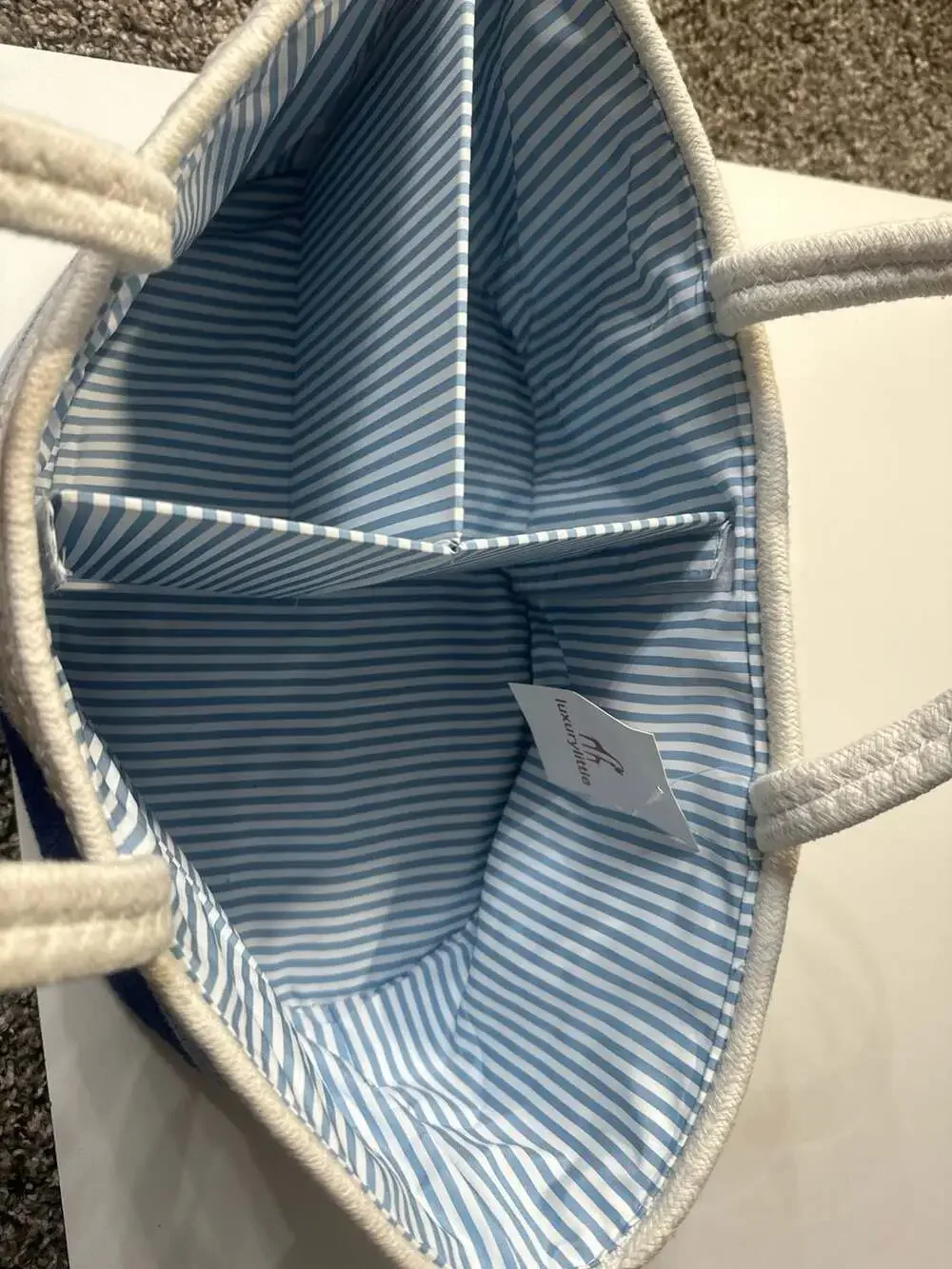Luxury Little Blue Ombre Woven Rope Diaper Caddy Nursery Storage Basket